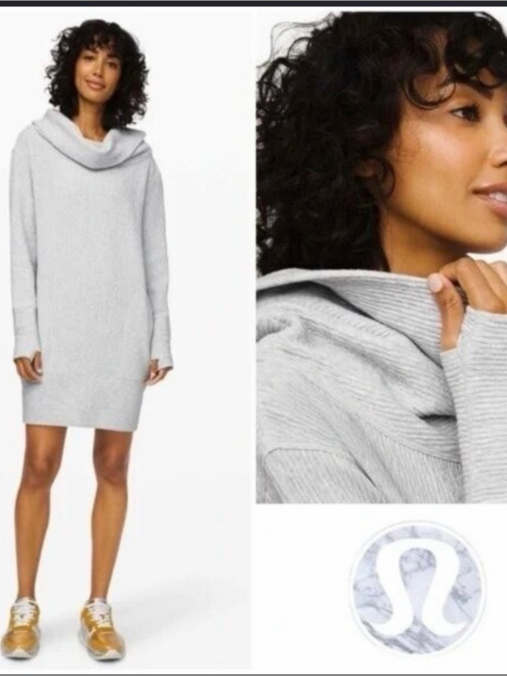lululemon athletica Light Beige Cowl Neck Longline Sweater